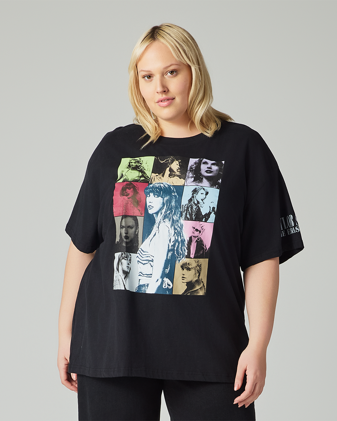 Taylor Swift | The Eras Tour Through LA Black T-Shirt 2XL model close up