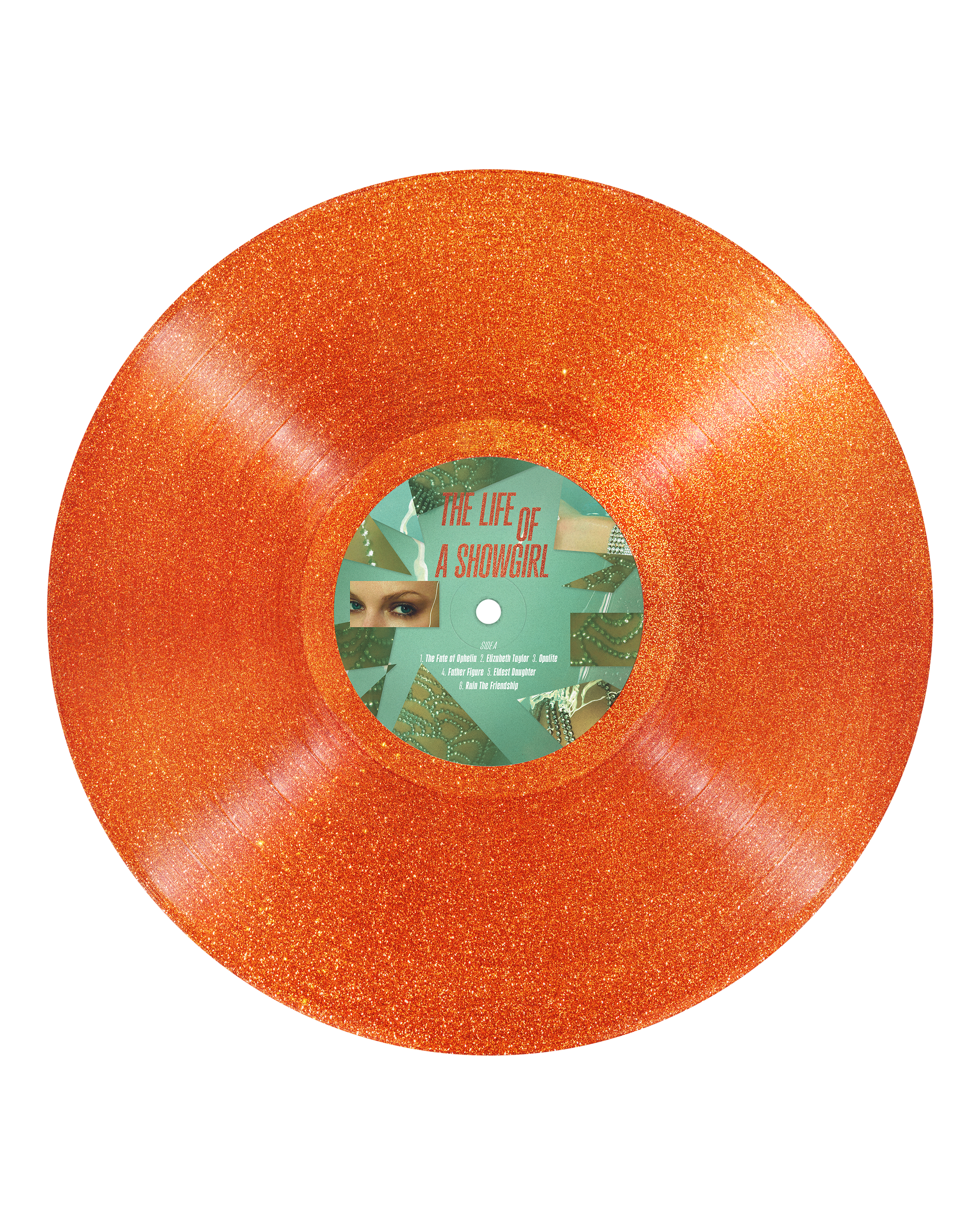 The Life of a Showgirl: Sweat and Vanilla Perfume Portofino Orange Glitter Vinyl disc