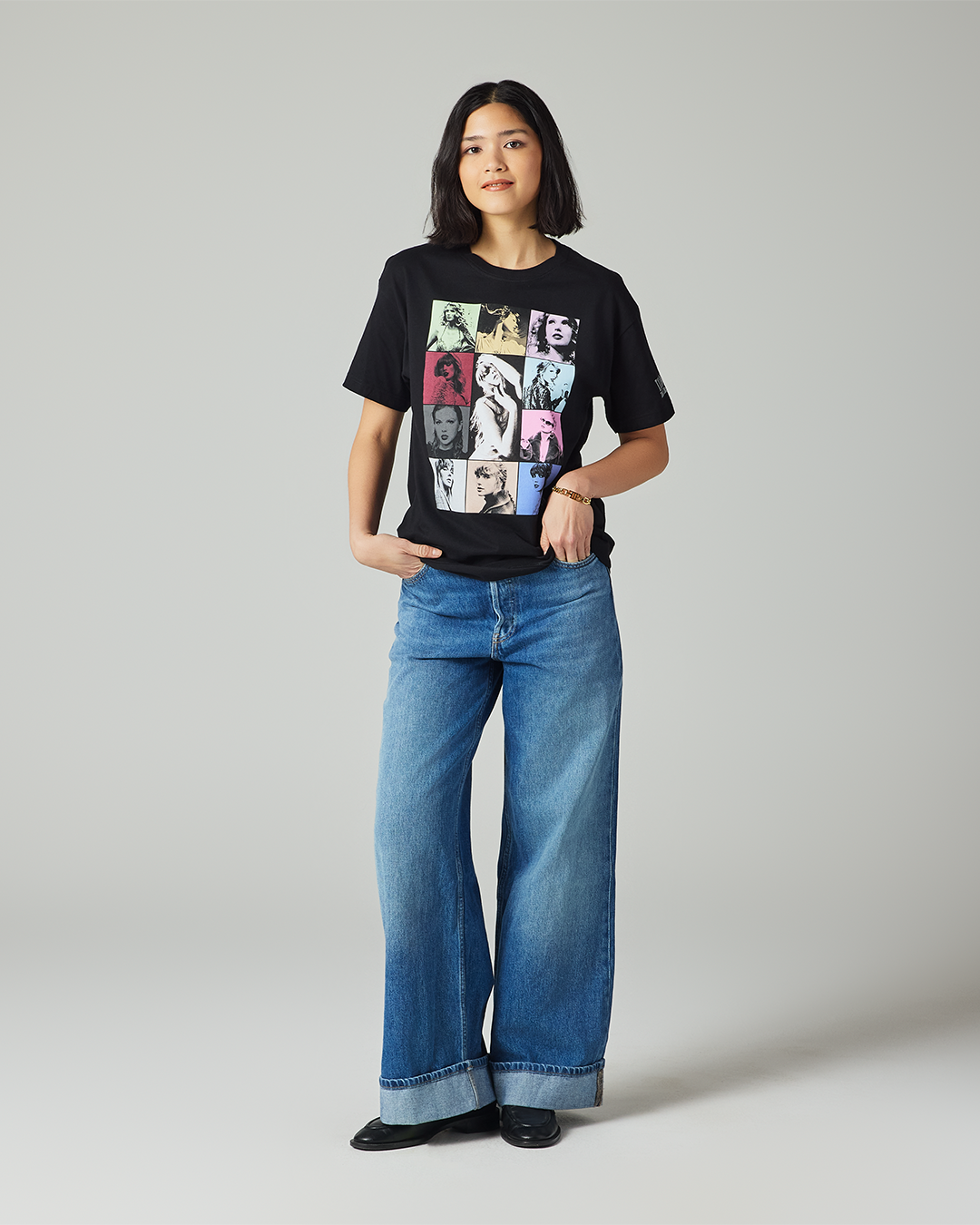 Taylor Swift | The Eras Tour Through Vancouver II Black T-Shirt S size model full length