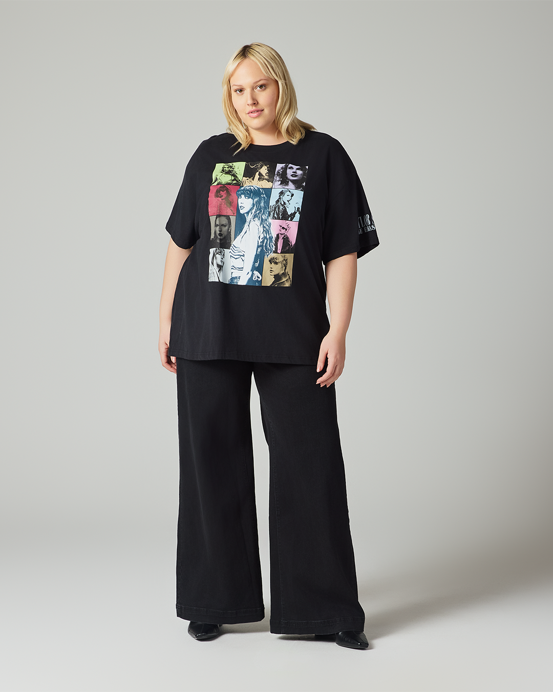 Taylor Swift | The Eras Tour Through LA Black T-Shirt 2XL model full length front