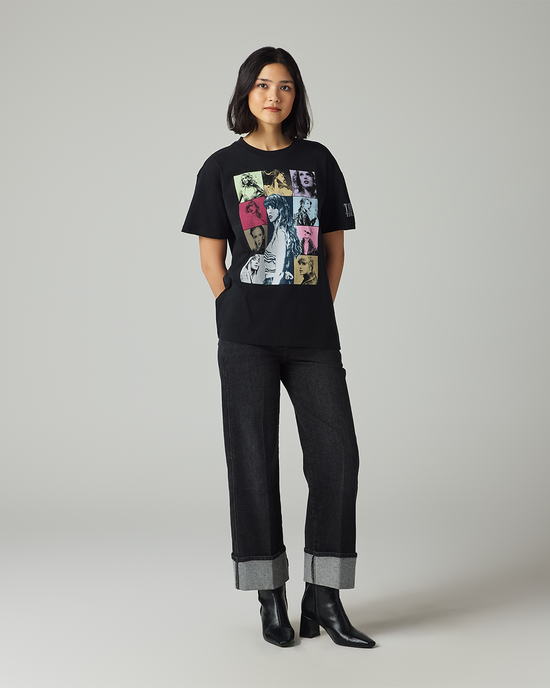 Taylor Swift | The Eras Tour Through LA Black T-Shirt S model full length front