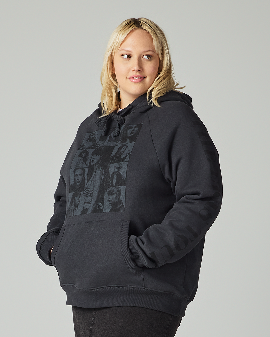Taylor Swift | The Eras Tour Through LA Black Hoodie 2XL size model close up