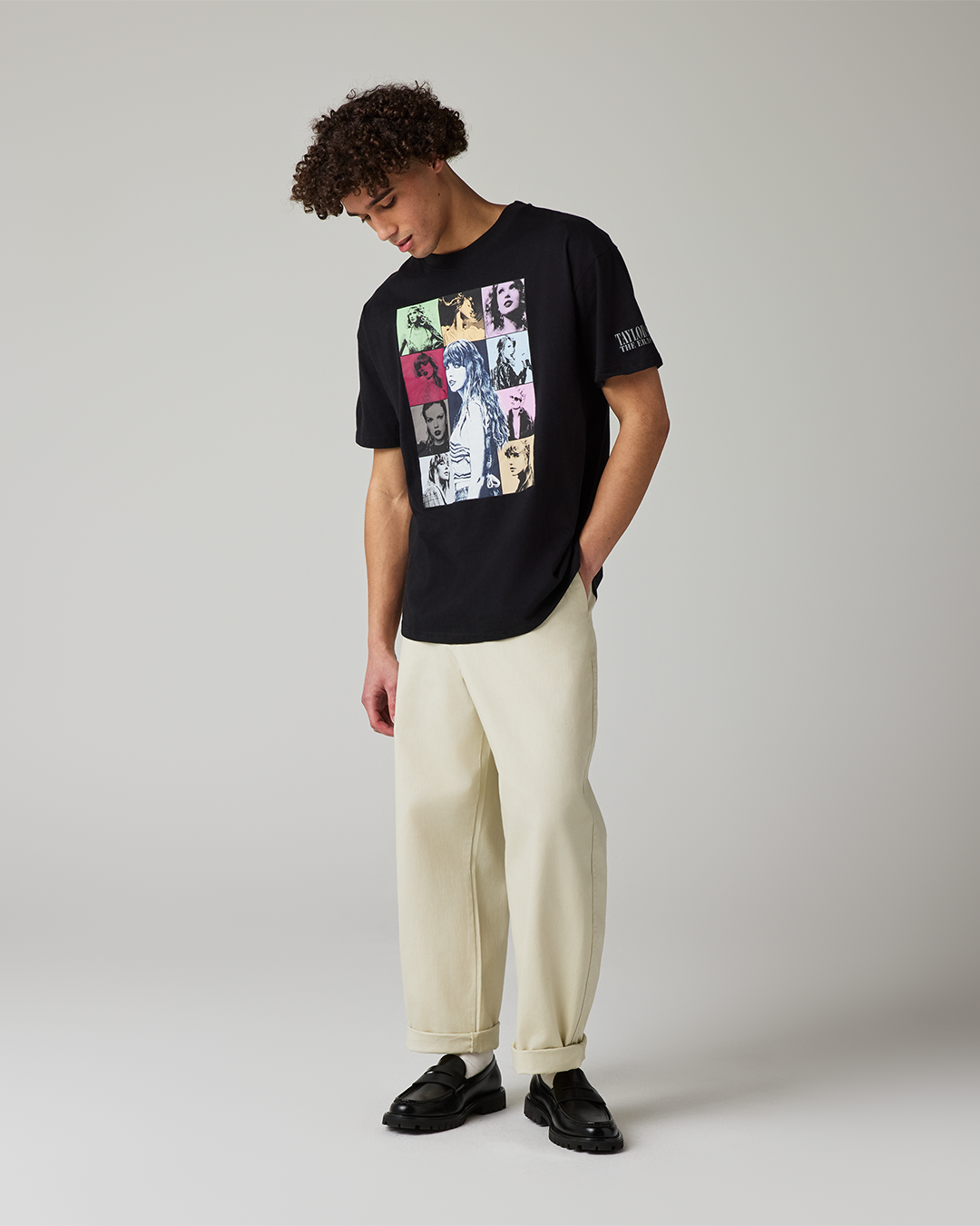 Taylor Swift | The Eras Tour Through LA Black T-Shirt L model full length front