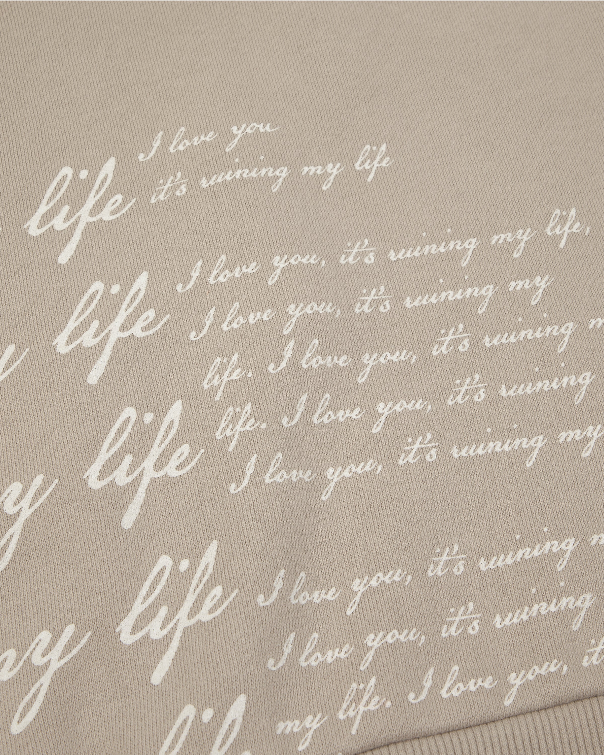 I Love You It's Ruining My Life Boxy Cropped Crewneck detail