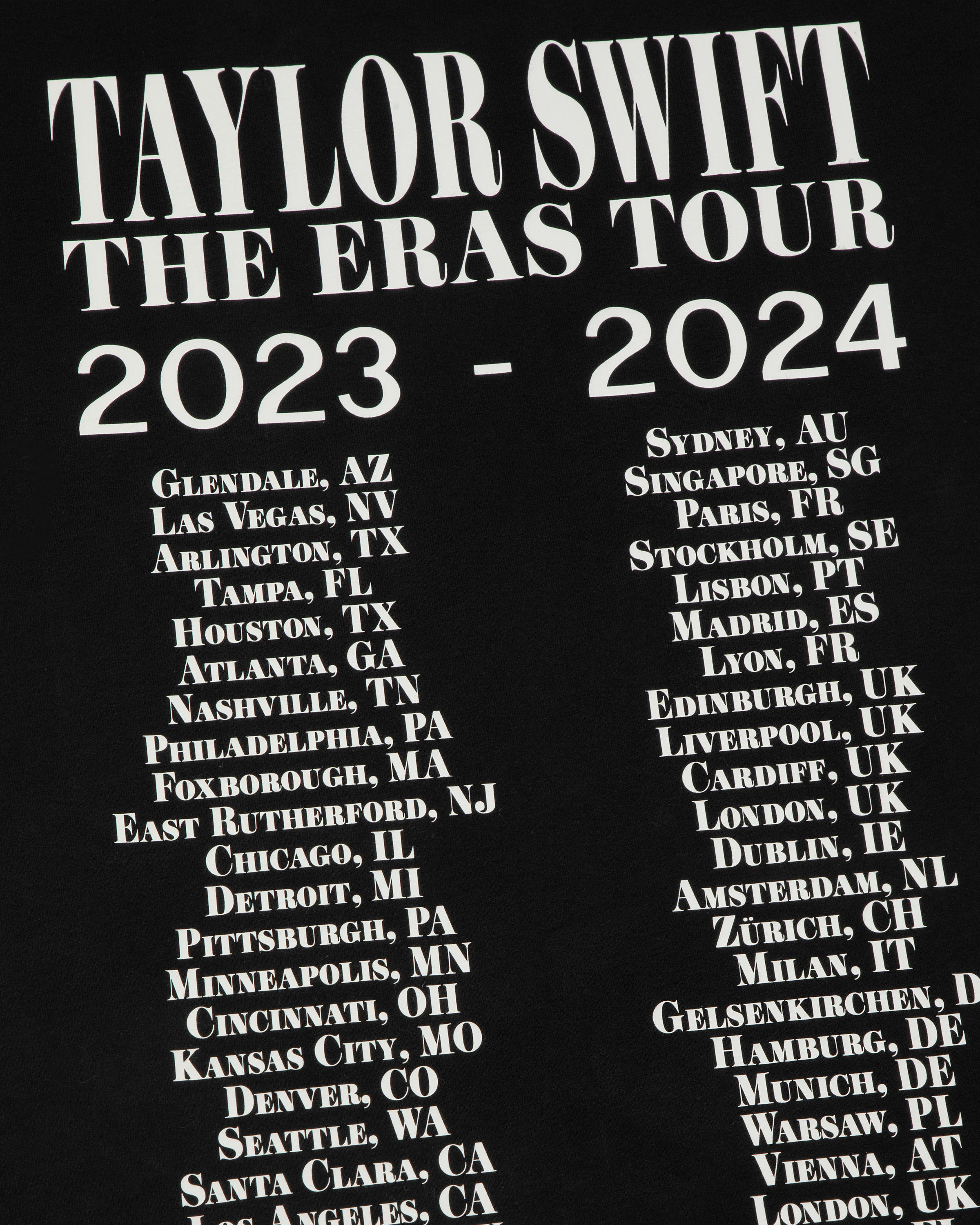 Taylor Swift | The Eras Tour Through Vancouver II Black T-Shirt close up