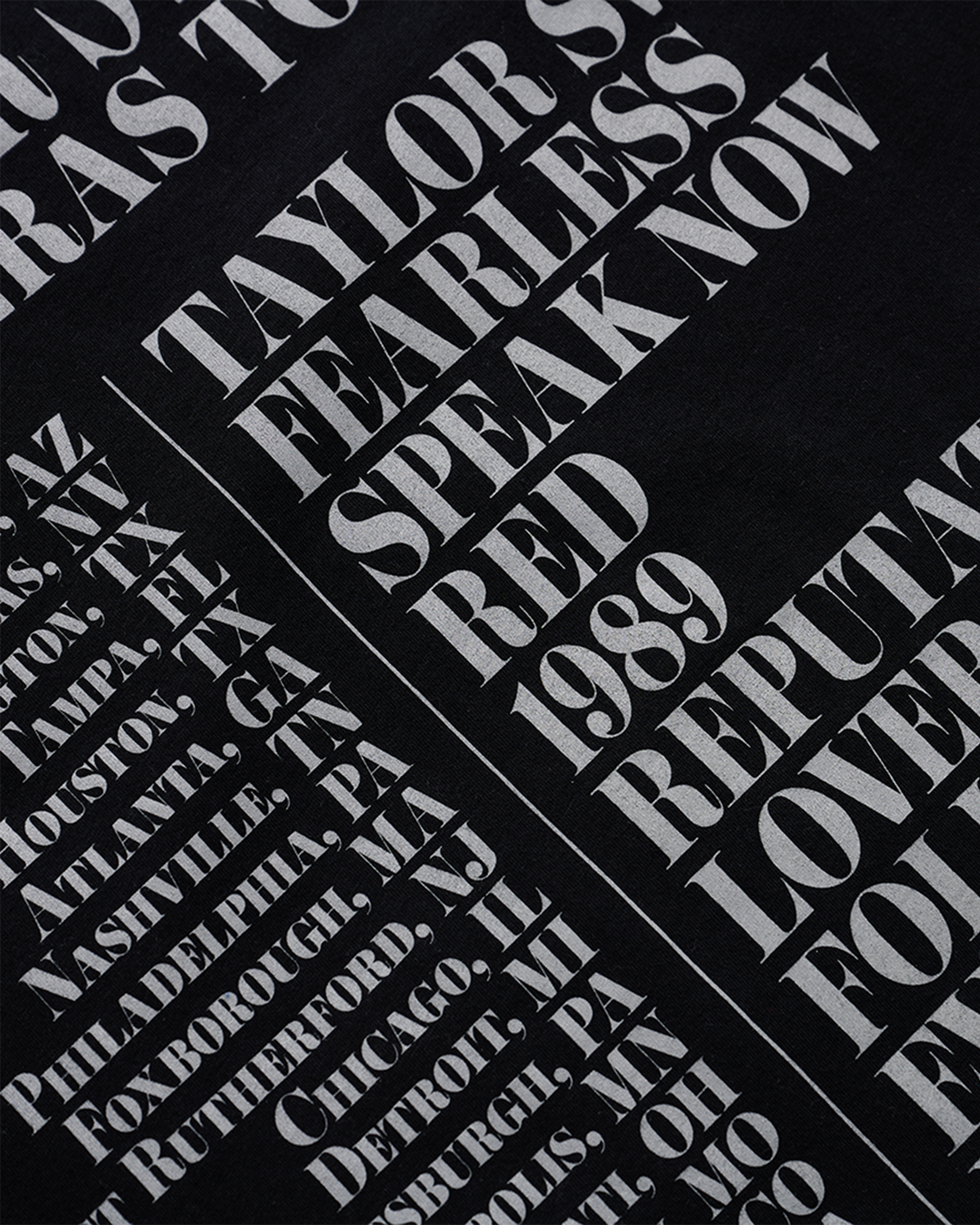 Taylor Swift | The Eras Tour Through LA Black T-Shirt detail